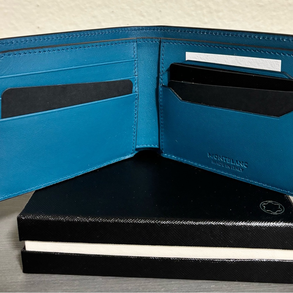 NWT Montblanc Meisterstuck Blue Soft Leather 6cc Wallet - Picture 2 of 7